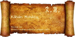 Káhán Mihály névjegykártya